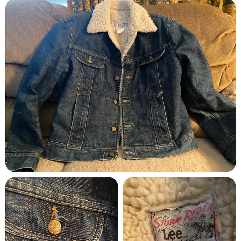 Vintage LEE Storm Rider Denim Trucker Jacket. Fleece/Sherpa Lined. Size: 44